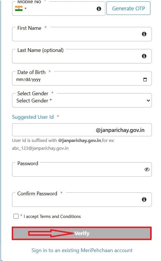 Sign up for JanParichay